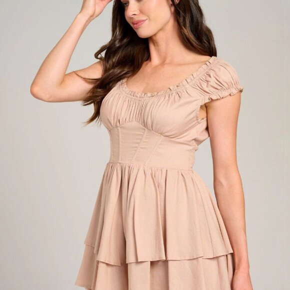 SHORT SLEEVE RUFFLE TIERED ROMPER - Picture 2 of 4